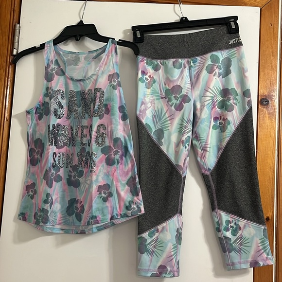Justice Girls 2 Piece active wear set Size 12 EUC - Picture 1 of 11